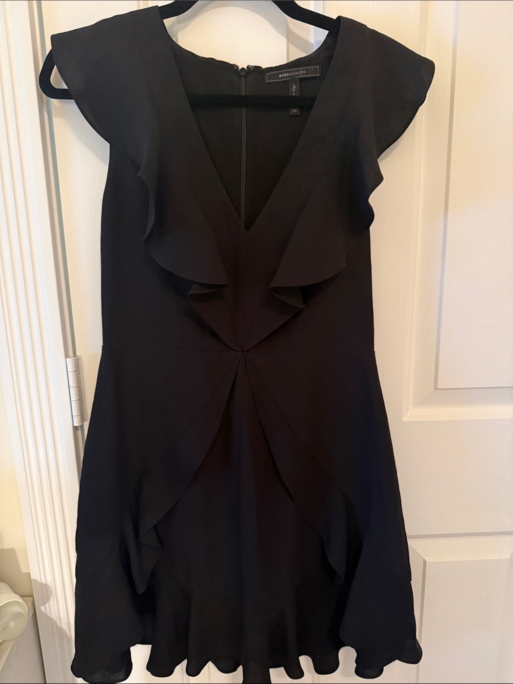 BCBGMaxAzria Black Ruffle Mini Dress